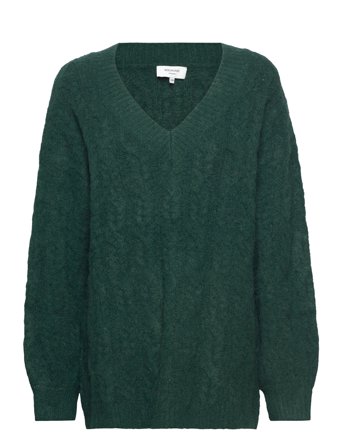 Rosemunde Cable Knit V-Neck - Green - S/M