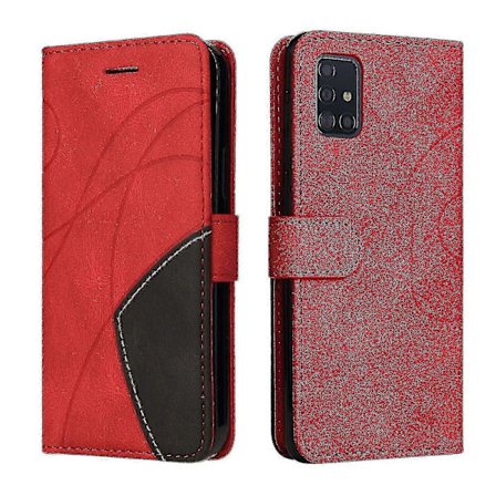 Samsung Galaxy A51 4g Etui Kort Pu Holder Læder Cuir Wallet Flip Cover - Rød