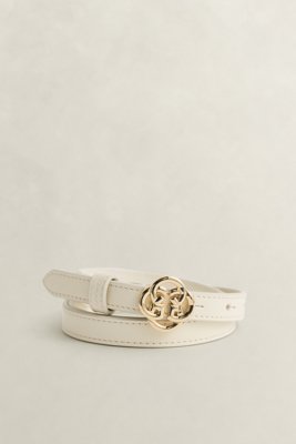 GANT - Skinnbelte med monogramspenne til dame cream
