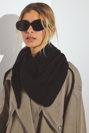 Premium Selection Triangelsjal i stickad ull - Sjalar & Halsdukar - Svart - One Size