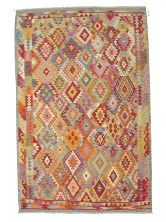 200X285 Tapis D'orient Kilim Afghan Old Style Marron/Rouge Foncé (Laine, Afghanistan)
