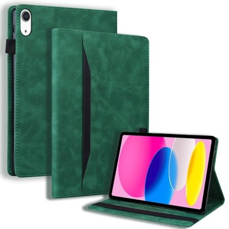iPad 10.9 (2022) / iPad 10th Gen Business Folio stander etui Vegansk Læder Wallet Auto Wake / Sleep Tablet Cover med elastisk bånd og blyantholder - G