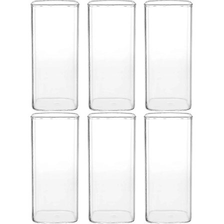 RY-6-pakning 40 cl Drikkeglass, Firkantede Høye Glass Tynne Glass Bar Glass for Vin, Cocktails, Kaffe, Melk