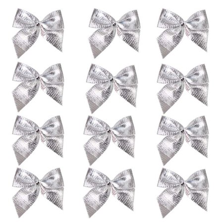 /#/12 stk. små julebuer juletræspynt, sølv/#/