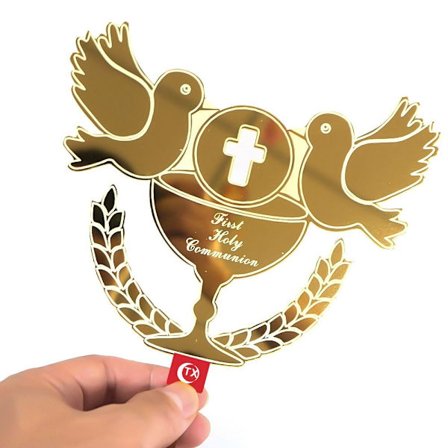 Mordely Peace Dove Cross Cake Topper GULD