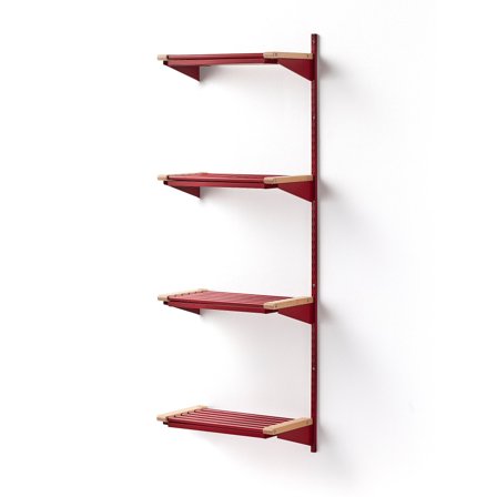 Wandgarderobenschrank JEPPE mit 4 Schuhböden, Anbauelement, 1790x600x310 mm, rot/birke