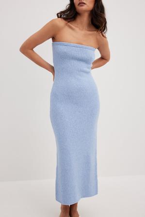 Josefine HJ x NA-KD Robe bandeau en maille - Robes bandeau - Bleu - XX-Large