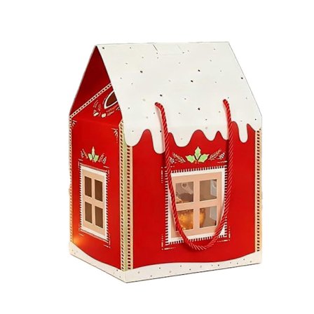 Magisk Julhus Presentförpackning i Papper Sprid Glädje Med Hjärtformad Fönsterdekoration Julstuga Presentförpackning[D]