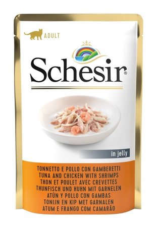 Schesir Tonnetto E Pollo Con Gamberetti In Jelly Cibo Umido Gatti