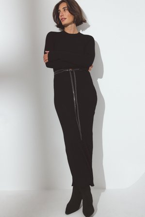 NA-KD geripptes Strick-Maxikleid - Weihnachtskleider - Schwarz - L