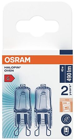OSRAM Halogen Pin G9 Oven 40w 490lm klar Dimbar Varmhvit 2stk