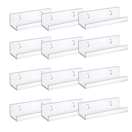 12 stk. holdbar vægmontering pladsbesparende klar akryl vinyl plade hylde