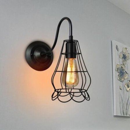 Vägglampa Vägglampa Svart Metall Vas Lampa