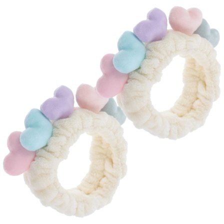 2 stk. ansigtshårbånd til ansigtsvask elastisk pandebånd med hjertedesign til hudpleje brusebad og makeup komfortable hårbånd til daglig brug