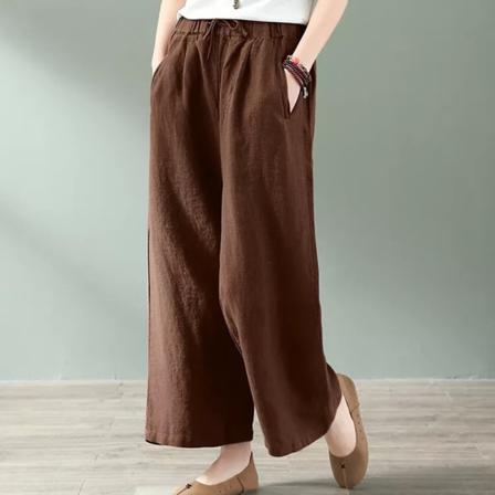 Damer Enfärgad Hög Midja Bred Ben Dragstring Palazzo Pant