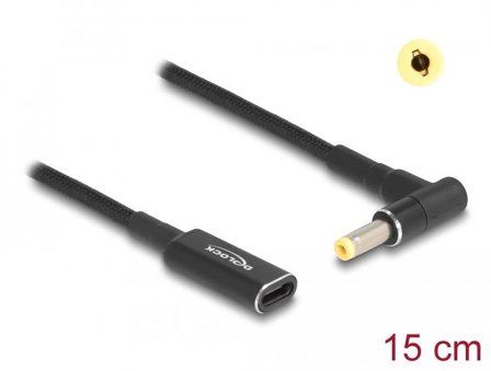 Delock strømadapter - 24 pin USB-C til 4,8 x 1,7 mm DC-jakk - 15 cm