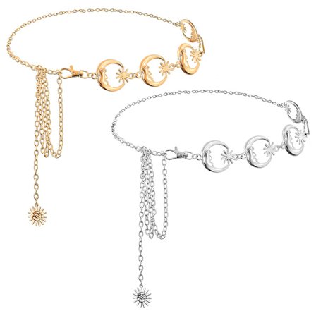 Pack Metallisk Måne Midjekedja Guld och Silver Kedjebälte