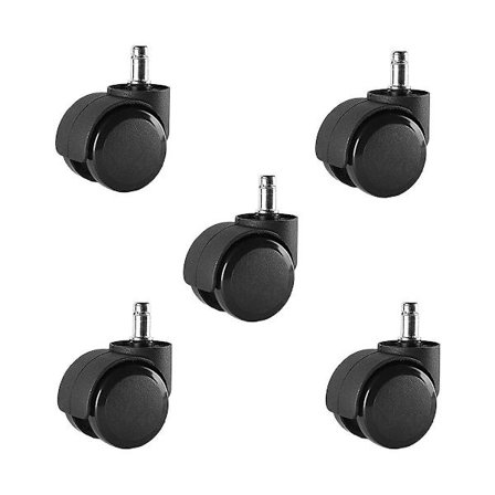 5 kpl 2 tuuman mustat toimistotuolin pyörät - Toimistotuolin pyörät, raskaan sarjan vaihtoehto kovapuulattioille/matoille