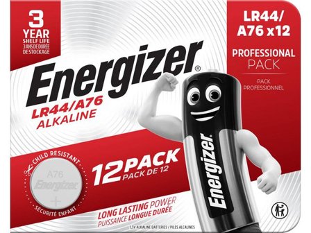 ENERGIZER Batteri A76/LR44 12/fp - Lyreco - Kontorsmaskiner - Batterier - Knappcellsbatterier