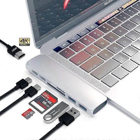 USB 3.1 Typ C Hub Till HDMI-kompatibel Adapter 4K Thunderbolt 3 USB C med Hub 3.0 TF SD-läsare Slot PD för MacBook Pro Air 2018