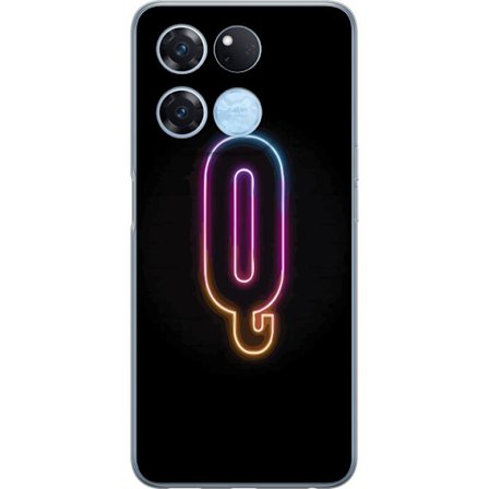 Kompatibelt Mobildeksel til OnePlus OnePlus Ace Racing Minimalistisk neonbokstav Q i skinnende farger mot mørk bakgrunn