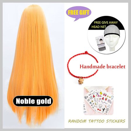 Huaya Cosplay -peruukki 100cm pitkä suora synteettinen peruukki naisille lämmönkestävä hius blondi vihreä keltainen vaaleanpunainen anime -asuperuukki