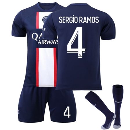 Paris Hemma22-23 Ny sæson nr. 4 Sergio Ramos Fodboldtrøje Voksen Børn Kids24(130-140cm)