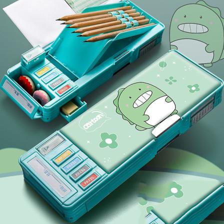 Multifunksjonell pennal med 2 rom for studenter - Tegneseriemotiv B