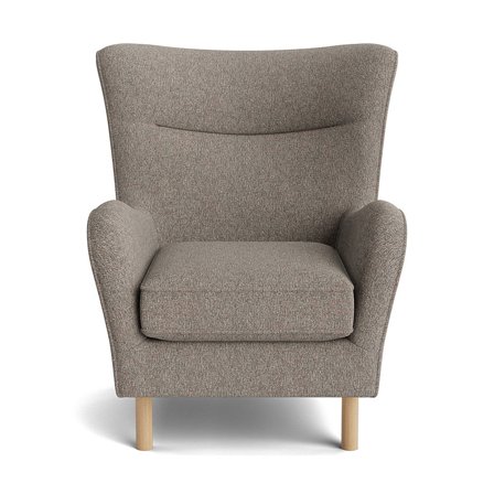 Lumo Sessel in Dunkelbeige, moderner Ohrensessel mit bequemer Polsterung und Federung für hohen Sitzkomfort, skandinavischer Stil, 99cm.