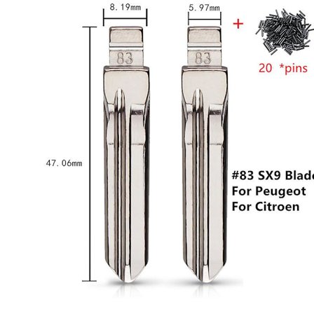 10 st Kd Vvdi Xhorse fjärrkontroll bilnyckel blad Sx9 metall oskuren fällbar #83 blad för Peugeot Citroen bilnyckel blad
