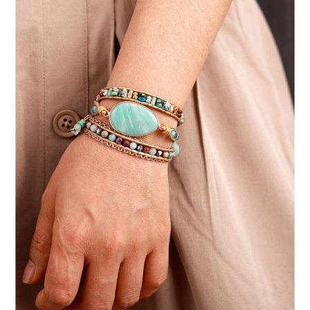 Naturligt Tianhe sten handvävt läderarmband för europeiska