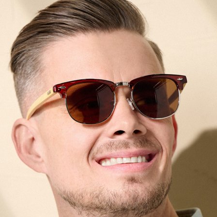 Óculos de Sol Browline Castanhos em Bambu para homens - Óculos de sol em madeira