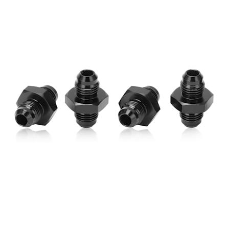 4 stk AN6 til AN6 Hannkontakt Drivstofflinje Adapter Rett Aluminium Svart Anodisert for Flare Union
