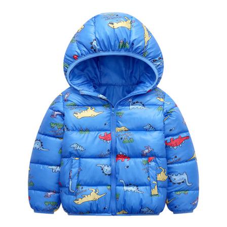 Pojkar Hooded Neck Down Långärmade Jackor Animal Print Ytterkläder