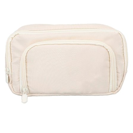 Pencil Case med stor kapacitet, bærbar, med flere rum, opbevaringstaske til kontorartikler, kosmetiktaske til kontor, rejser, skole, hjem, beige YMHC