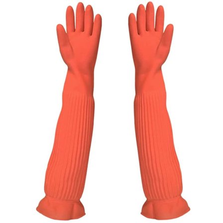 Lange gummiopvaskehandsker (M-45cm), lange ærmer husholdningshandsker, køkkenrengøringshandsker