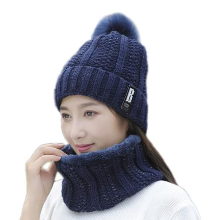 Kvinnor Flätad Hatt Kit Girl Warm Cap Scarf Set Virkad Skalle