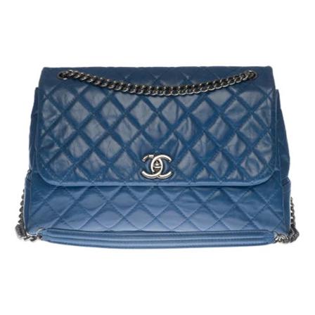 Chanel Vintage, Pre-owned Leather chanel-bags Blauw, Dames, Maat:ONE Size,leer