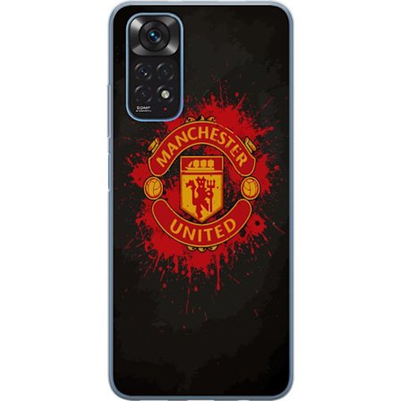 Kompatibelt Mobildeksel til Xiaomi Xiaomi Redmi Note 11S Manchester United logo i rød og gul farge med røff sportslig bakgrunn