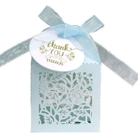 50 stk Bryllupsgodteriboks med bånd, takkekort, hul Valentinsdagsgave