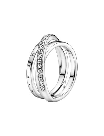 Pandora Pandora Logo Sterling Silver Ring With Clear Cubic Zirconia - Silver - 52