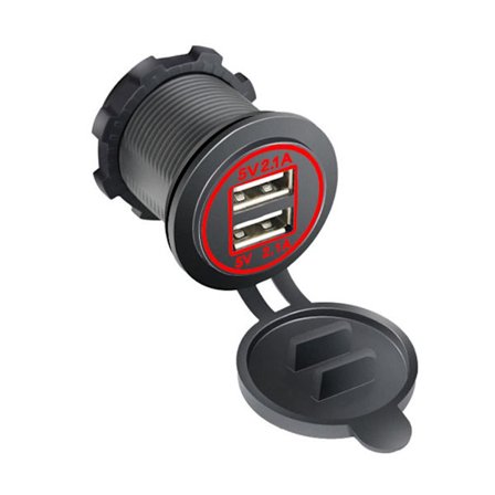 Dobbel USB-uttak USB-strømuttak Ladekontakt med vanntette hetter