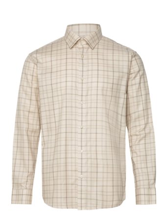 Slhregsaturn-Untuck Shirt Ls Classic Skjorte Uformell Beige Selected Homme*Betinget Tilbud