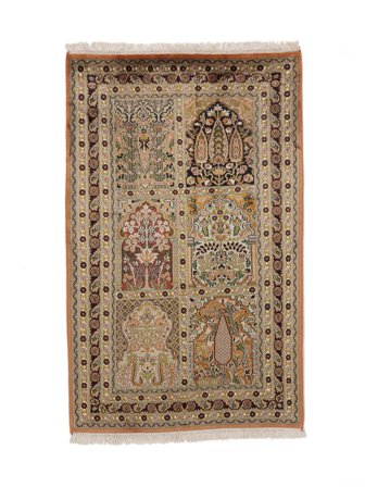 Médaillon Petit Cachemire Pure Soie Tapis 80X129 Soie
