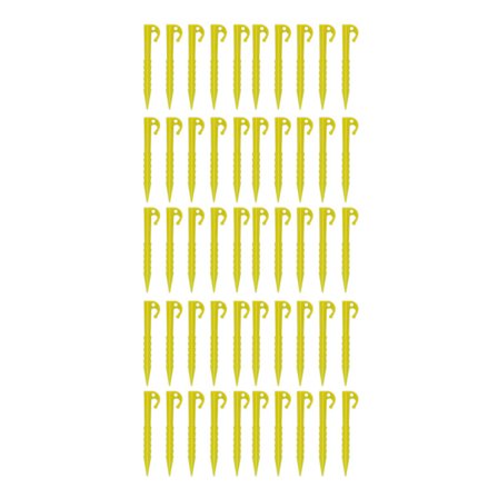 50 st Tältpinnar i Plast 5,5 tum Serrated Sand Stake Hög Hållfasthet ABS Utomhus Strandspik Tält Spik för Camping Markis Gul