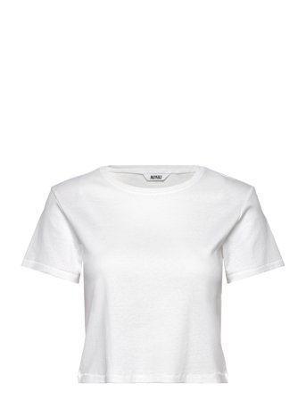 Monki Cropped Fitted Cotton T-Shirt - White - XXL