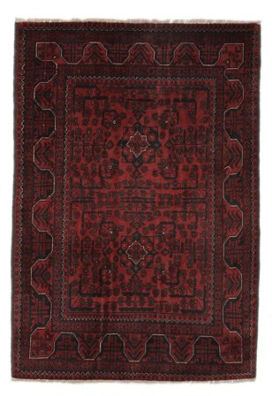 Handgeknüpft Afghan Khal Mohammadi 104X150 Wollteppich Schwarz/Dunkelrot Klein