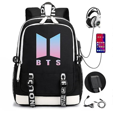 Bts Backpack Usb Rechargeable Backpack Large Capacity Student School Bag