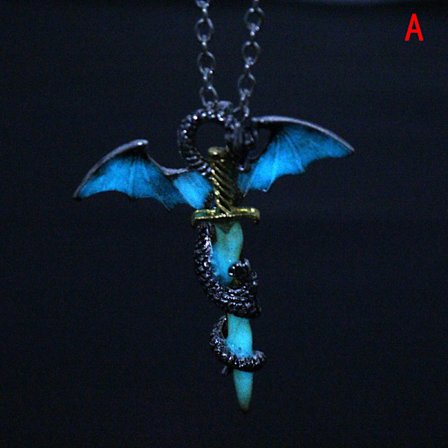 Rustfrit stål lysende Fly Dragon Sword Pendant Chain Necklac