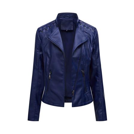 Damer Pu-läder Lapel Neck Blazers Långärmad Spetsjacka